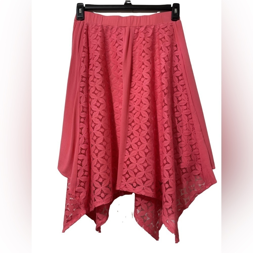 Maurices Pink Asymmetrical hem Midi Skirt Size M